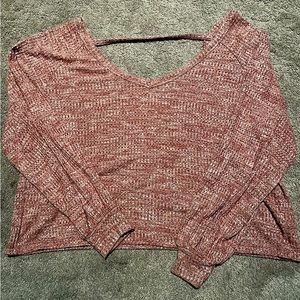 Sweater Like Long Sleeve Top w/ Semi-Open Back ✨